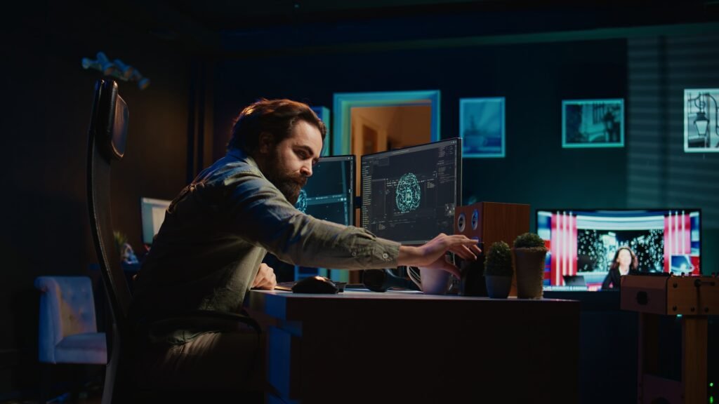 Expert inserts disk into PC containing software evolving AI into sentient being